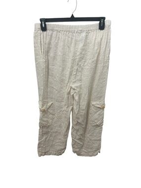 Flax White Linen Cargo Pants Size Medium